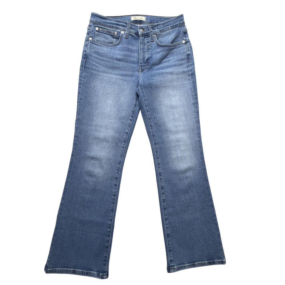 Madewell Mid-Rise Kick Out Jeans Womens‎ 27 Blue Medium Wash Flare Stretch Denim